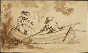 Két férfi egy evezős csónakban alkotó: François Boucher
