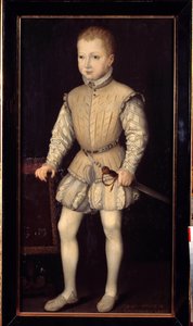 IV. Navarrai Henrik (1553-1610) portréja, aki 4 éves volt, párizsi tartózkodása alatt szüleivel 1557-ben, majd Navarra hercege II. Francois Bunel festménye (körülbelül 1552-1599 előtt). 1557. Dim. 1,25x0,64 m. Versailles, Versaille kastélyai