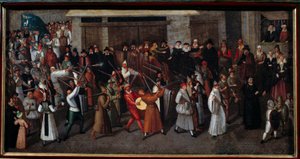 Vallásháborúk katolikusok és protestánsok között: „” Liga felvonulása a Notre Dame végén 1593-ban””. Francois II Bunel (1522-1599) festménye
