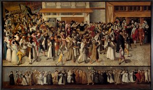Vallásháborúk katolikusok és protestánsok között: „” A Liga felvonulása a Notre Dame elhagyására La Cite szigetén 1593-ban”. Francois II Bunel (1522-1599) festménye