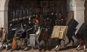 Egy festőműterem tartalmának elkobzása, 1590 körül
