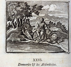 Democrite és az Abderitans. Jean de La Fontaine (1621-95) meséi. Illusztráció: François Chauveau (1613-1676). 1728-as kiadás. alkotó: Francois Chauveau