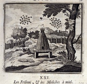 Hornets és méz legyek. Jean de La Fontaine (1621-95) meséi. Illusztráció: Francois Chauveau (1613-1676). 1728-as kiadás. alkotó: Francois Chauveau