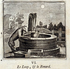 Illusztráció a „Jean de la Fontaine meséiből” (litho) alkotó: Francois Chauveau