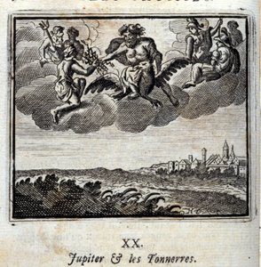Jupiter és a mennydörgők.Jean de La Fontaine (1621-95) meséi. Illusztráció: François Chauveau (1613-1676). 1728-as kiadás. alkotó: Francois Chauveau