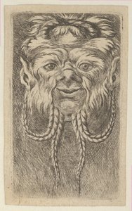 Szatír maszk átfedő szarvakkal és négy fonott szakállal, a Divers Ma...-tól, kb. 1635-45.