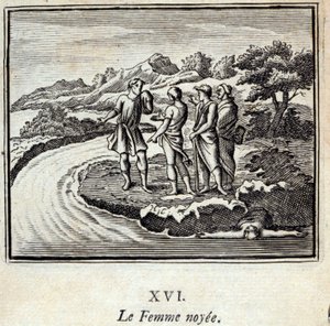 A Noyee Woman. Jean de La Fontaine (1621-95) meséi. Illusztráció: François Chauveau (1613-1676). 1728-as kiadás. alkotó: Francois Chauveau