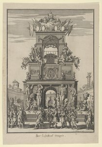 A pireneusi békeszerződés után Mazarin bíboros tiszteletére emelt diadalív..., kb. 1664-5. alkotó: Francois Chauveau