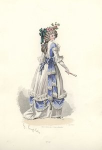 Nő szalagfodros ruhában, Marie Antoinette korszaka.