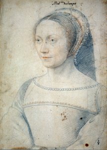 Anne de Pisseleu portréja, Jean de Brush, Etampes hercegné felesége (1508 - 1576). Francois Clouet (1515-1572) rajza fekete kővel és vérrel alkotó: François Clouet
