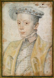 II. Károly Lotaringia és Bar hercegének (1543-1608) portréja. Clouet Francois (1515-1572) Vér és fekete követ rajzolása alkotó: François Clouet