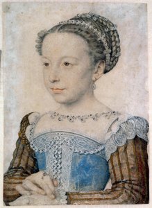 Marguerite de Valois (1553-1615) vagy Margot királynő portréja Francois Clouet ceruzával és vérrel rajza (kb. 1515-1572) 16. századi nap. 0,29 x 0,21 m Chantilly, Musee Conde alkotó: François Clouet