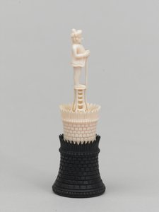 Fekete bástya, sakkfigura, India, 1820 körül