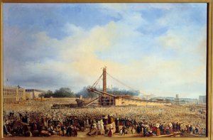 A Luxor Place de la Concorde obeliszk felállítása Párizsban (október 25.