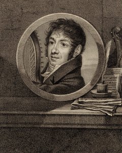 Jean-Aimé Vernier hárfaművész és zeneszerző portréja 1769-1840, c. 1800.