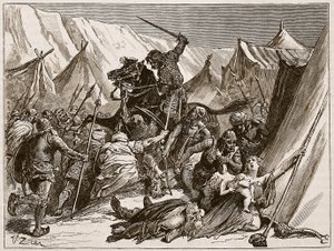 Normandiai Robert a keresztes lovagokat összegyűjti, illusztráció a „Cassell illusztrált angliai történelméből” (szépia fotó)
