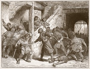 A doveri zavargás, illusztráció a „Cassell illusztrált angliai történelméből” (szépia fotó) alkotó: Francois Edouard Zier