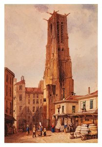 Franciaország, Párizs, Saint-Jacques-torony, Francois-Etienne Villeret, rajz