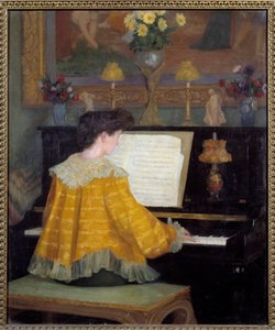 Fiatal lány a zongoránál Francois Gauzi (1862-1933) festménye, 1904 Toulouse, musee des Augustins - Fiatal nő a zongoránál. Francois Gauzi festménye (1862-1933) alkotó: Francois Gauzi