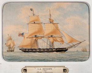 A Brig Merope, Francois Roux (1811-1882), akvarell, Franciaország