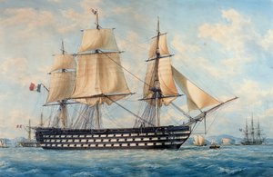 A Montebello hajó, Francois Roux (1811-1882), akvarell, Franciaország
