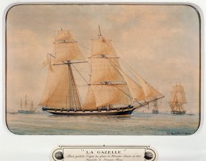 A La Gazelle szkúner, Francois Roux (1811-1882), akvarell, Franciaország