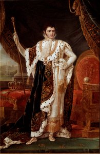 Jerome Bonaparte (1784-1860) vesztfáliai király portréja, Wilhelmshohe kertje előtt Francois Joseph (Francois-Joseph) Kinson (1770-1839) vagy Kinsoen festménye. 19. századi V. 2,1x1,4 m Versailles musee du chateau