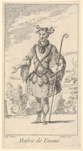 Habit de Faune: faun, jobbjában bot h..., kb. 1721.