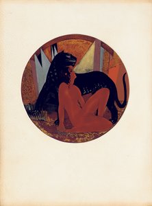 Mowgli és Bagheera, illusztráció Rudyard Kipling „A dzsungel könyvéből”, Jean Dunand (1877-1942) színeiben
