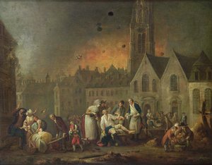 A Grand Place Lille-ben az 1792-es, 1794-es ostrom alatt alkotó: Francois Louis Joseph Watteau