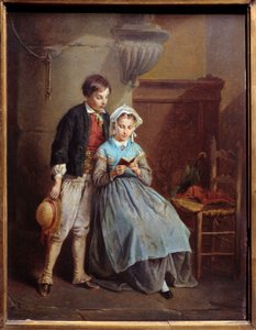 Francois Lenfant (1814-1892) Olvasó festménye, 19. századi metzi képzőművészeti múzeum alkotó: Francois Louis Lenfant