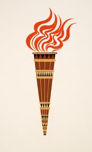 Lángoló fáklya az Aiszkhülosz által elvarázsolt Prometheustól, kocsma. 1941 (sablonnyomat) alkotó: Francois Louis Schmied