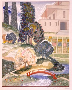Illusztráció a „Kim”-ből, Rudyard Kipling, kocsma. 1930 alkotó: Francois Louis Schmied