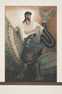 Ulysses and Dragon from Prometheus Enchained by Aischylus, pub. 1941 (sablonnyomat) alkotó: Francois Louis Schmied