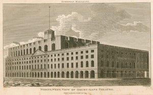 A londoni Drury Lane Színház északnyugati nézete alkotó: Francois Louis Thomas Francia