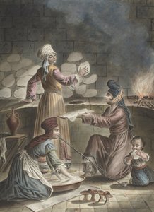 Török nők kenyeret sütnek, 1790 alkotó: Francois Marie Rosset