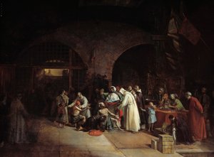 Algéria francia gyarmatosítása: „” Foglyok megváltása Algír börtöneiben”” Francois Marius Granet (1775-1849) festménye 1831 V. 1,51x2 m