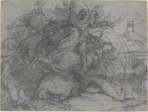 Tanulmány a "Meglepetés"-hez (tigrisek csatája) alkotó: Francois Nicolas Chifflart