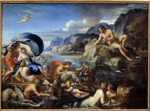 Acis és Galatee A Galatee és Acis nimfát a küklopsz poliféma figyeli meg, féltékeny idilli szerelmükre. Ovidius „Metamorfózisai” című műve szerint. Francois Perrier festménye