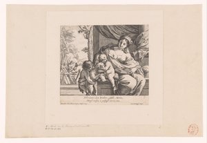 Mária gyermekével, Keresztelő János és Bárány Scherzano i duoi Bambin (...) (cím a tárgyon) alkotó: Francois Perrier