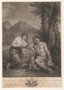 Kanadai házaspár gyermeke sírjánál Canadiens au Tombeau de Leur Enfant (cím a tárgyon) alkotó: Francois Robert Ingouf