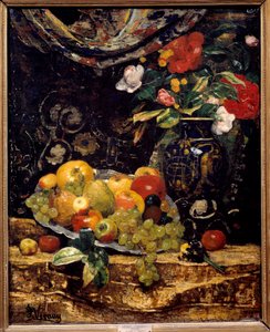 Virágok és gyümölcsök. Francois Vernay festménye (1821-1896) alkotó: Francois Vernay