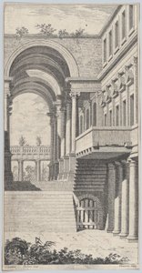 Építészeti kilátás boltívvel, 1740.