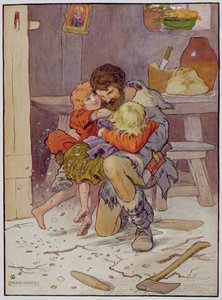 Hansel és Gretel visszatér, illusztráció a „The Beautiful Book of Nursery Rhymes, Stories and Pictures” című könyvéből, Frank Adams, kiadó: Blackie und Son