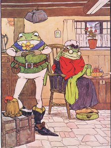 Illusztráció a "The Frog would a Wooing Go"-ból, írta Charles H. Bennett, 1916.
