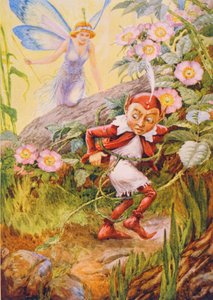 Michael Drayton (1563-1631) Nymphidia és Puck a „Nymphidia”-ból, M. Dorothy Belgrave és Hilda Hart „Childrens Stories from the Poets” című művében illusztrálva