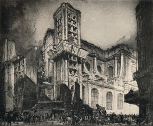 "Szent Miklós-du-Chardonnet templom", 1915 alkotó: Frank Brangwyn