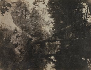 Táj ülő figurával a Patakparton, c. 1856. alkotó: Frank Chauvassaignes