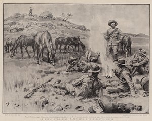 Egy óra nyereg nélkül, járőrözés Brabant lovával alkotó: Frank Dadd