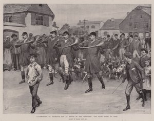 Szent Hubert nap ünneplése Bievre-ben az ardennekben, a vadászat misére megy